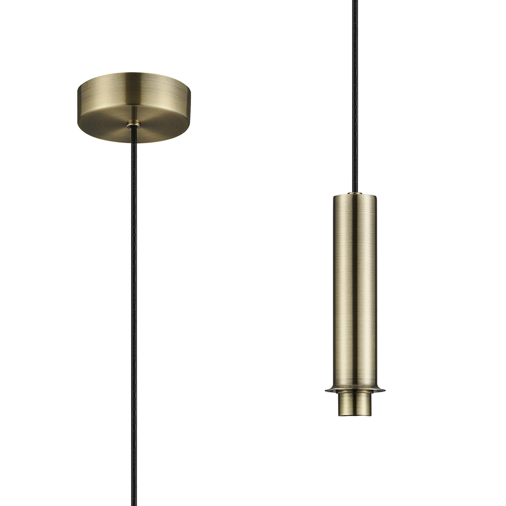 D1008AB  Wick 1.7m 1 Light Pendant, 1 x G9, Antique Brass